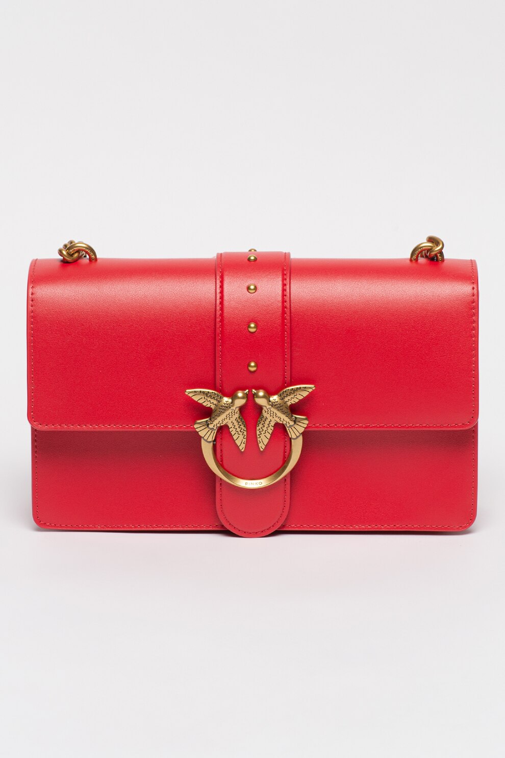 Pinko, Geanta de piele cu bareta de umar Love Classic Icon Simply, Aosu/Auriu antichizat