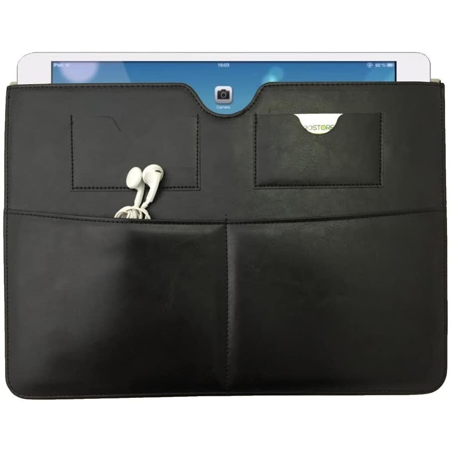 Husa de protectie, Compatibila Notebook / iPad Pro 12.9 2021, 2020, 2019, 2018, 2017, Piele, Negru