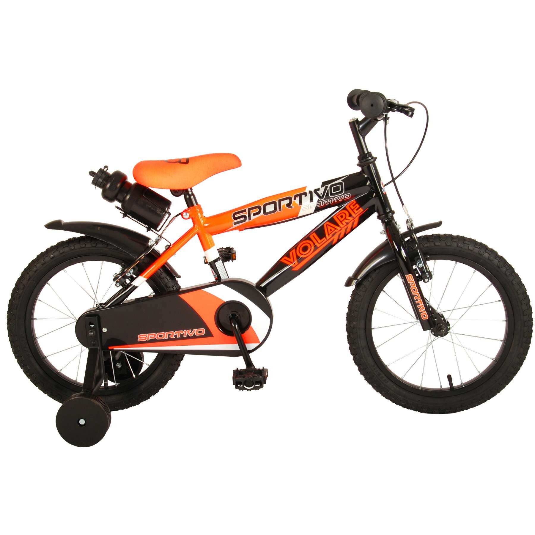 Bicicleta pentru baieti Volare Sportivo, 16 inch, culoare portocaliu neon / negru