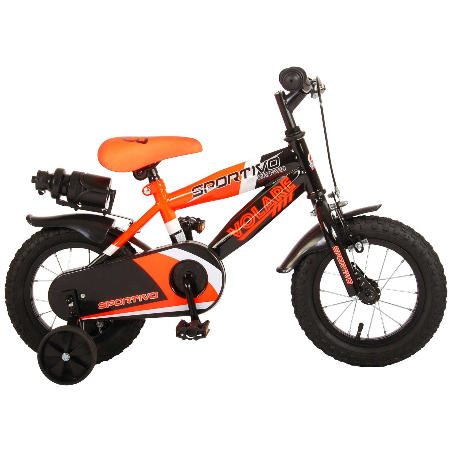 Bicicleta Volare Sportivo pentru baieti, 12 inch, culoare portocaliu-neon/negru