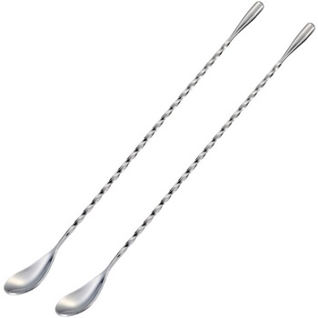 Lingura de bar pentru cocktail din inox, BARTISSTRIA, cu maner lung rasucit 30 cm, 2 piese Lingura de bar pentru cocktail din inox, BARTISSTRIA, cu maner lung rasucit 30 cm, 2 piese