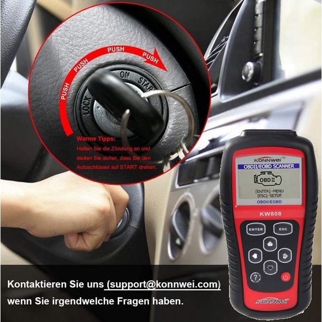 Уред за диагностика на автомобили и автотестер KONNWEI KW808 Diagnostic ...
