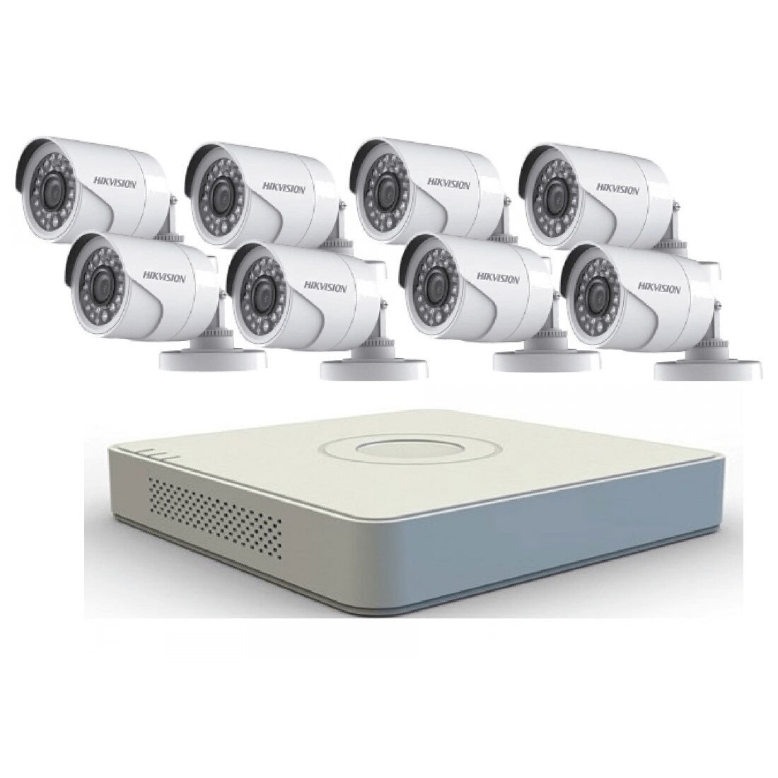 Kit 8 camere supraveghere Bullet, 720p, IR 20m + DVR 8 canale 1080p Lite HikVision