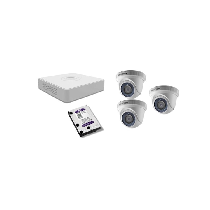 Kit supraveghere video Hikvision 2MP, cu 2 camere 2MP de interior MK122