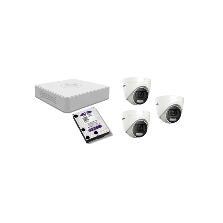 Kit supraveghere video Hikvision 5MP, cu 1 camera 5MP de interior si HDD 1 TB cu accesorii montaj MK549