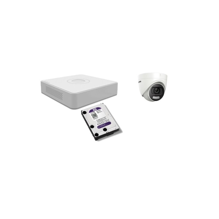Kit supraveghere video Hikvision 5MP, cu 1 camera 5MP de interior MK395