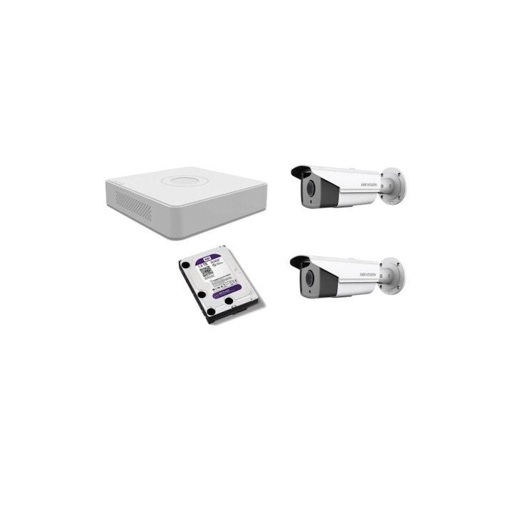 Kit supraveghere video Hikvision 5MP, cu 4 camere 5MP de exterior/interior MK290