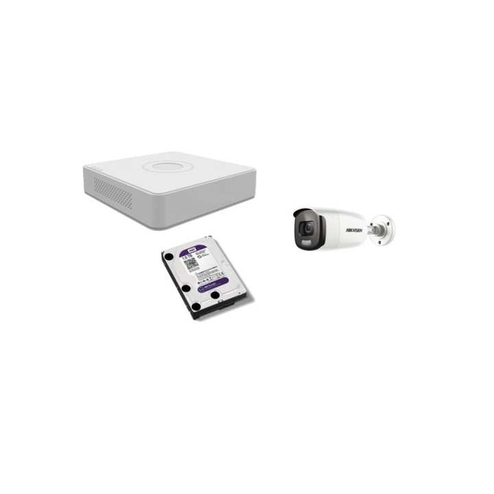 Kit supraveghere HikVision 4 camere 2MP IR 40 m HiWatch EXIR 2.0 MK624