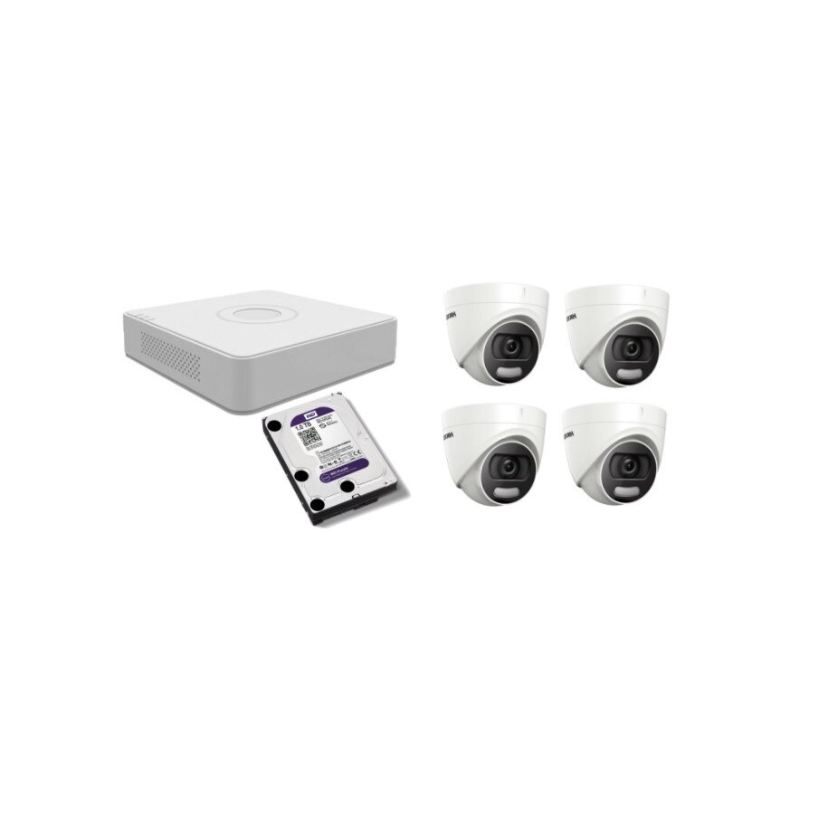 Kit supraveghere video Hikvision 2MP, cu 4 camere 2MP de interior si HDD 1 TB MK164