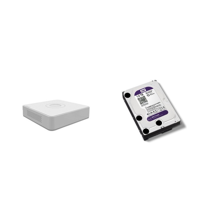 Kit supraveghere video Hikvision 2MP, cu 2 camere 2MP de exterior/interior MK110