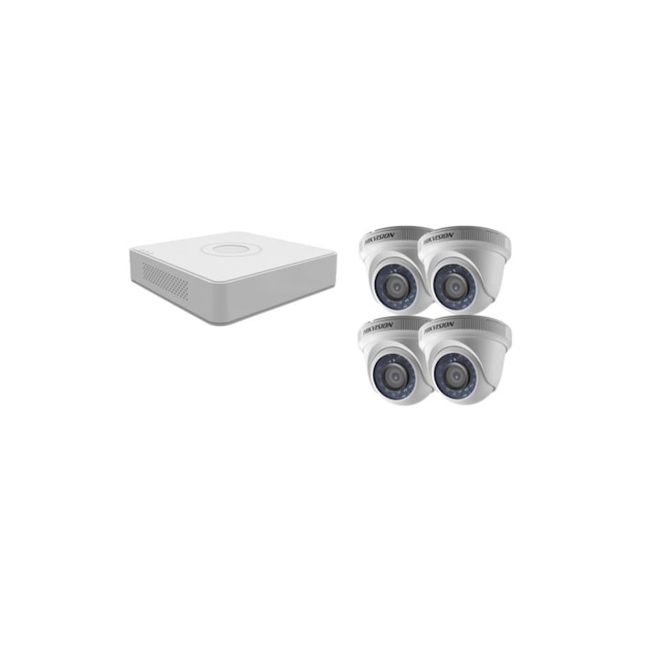 Kit supraveghere video Hikvision 2MP, cu 4 camere 2MP de exterior/interior MK104
