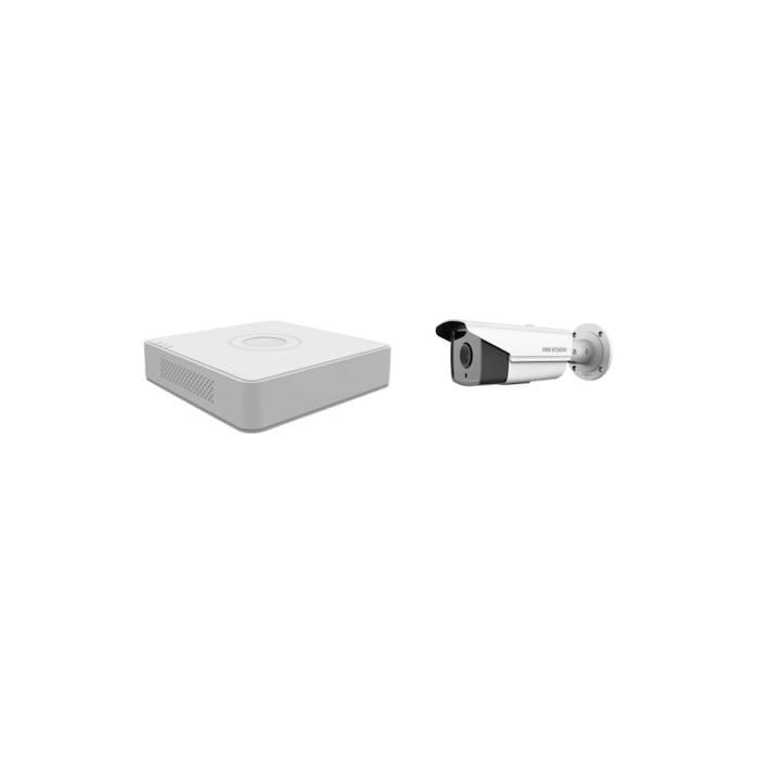 Kit supraveghere video Hikvision 2MP, cu 1 camera 2MP de exterior/interior MK205