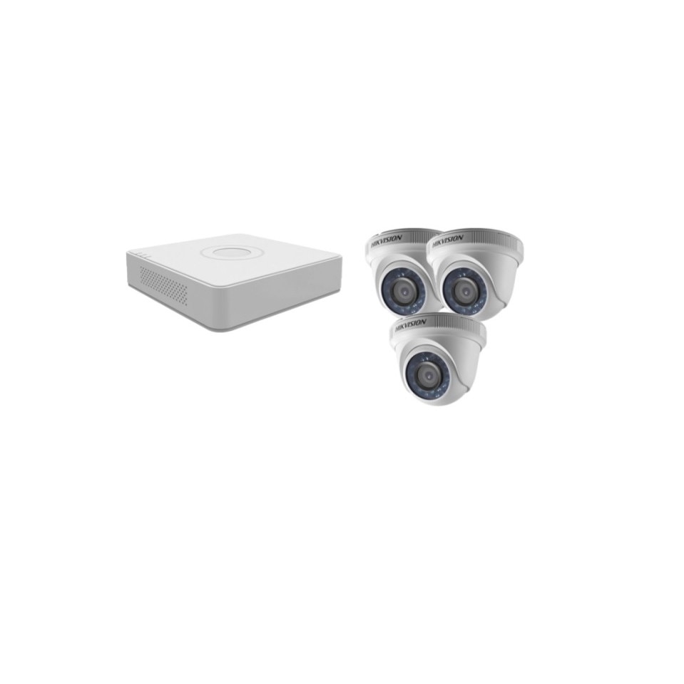 Kit supraveghere video Hikvision 2MP, cu 3 camere 2MP de interior MK107