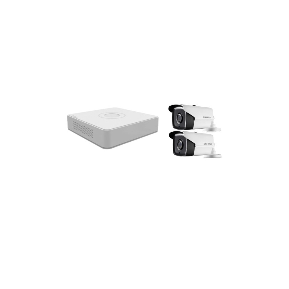 Kit supraveghere video Hikvision 2MP, cu 2 camere 2MP de exterior/interior MK114