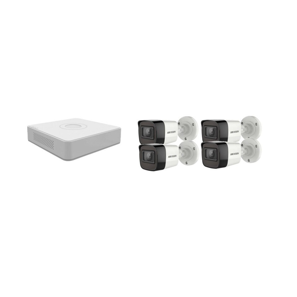Kit supraveghere video Hikvision 2MP, cu 4 camere 2MP de exterior/interior MK120