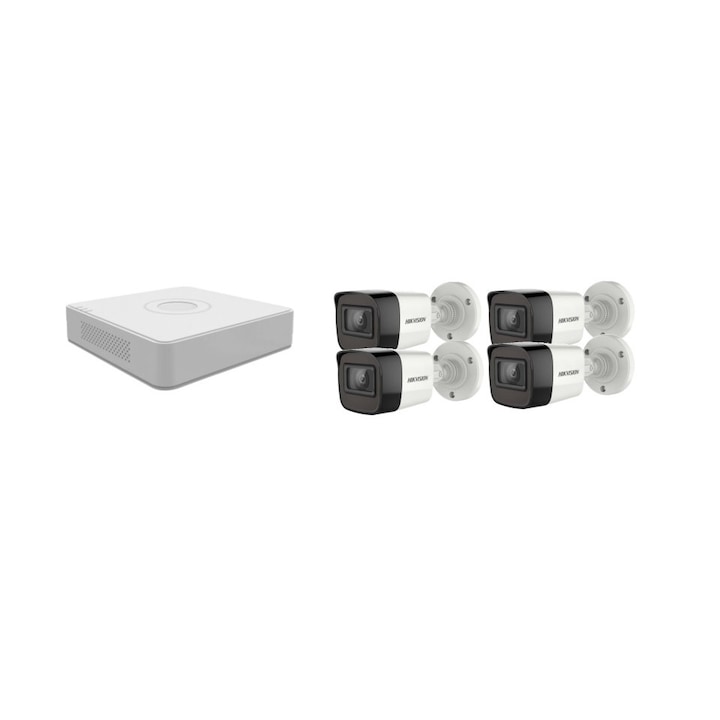 Kit supraveghere video Hikvision 2MP, cu 1 camera 2MP de exterior/interior si HDD 1 TB cu accesorii montaj MK177
