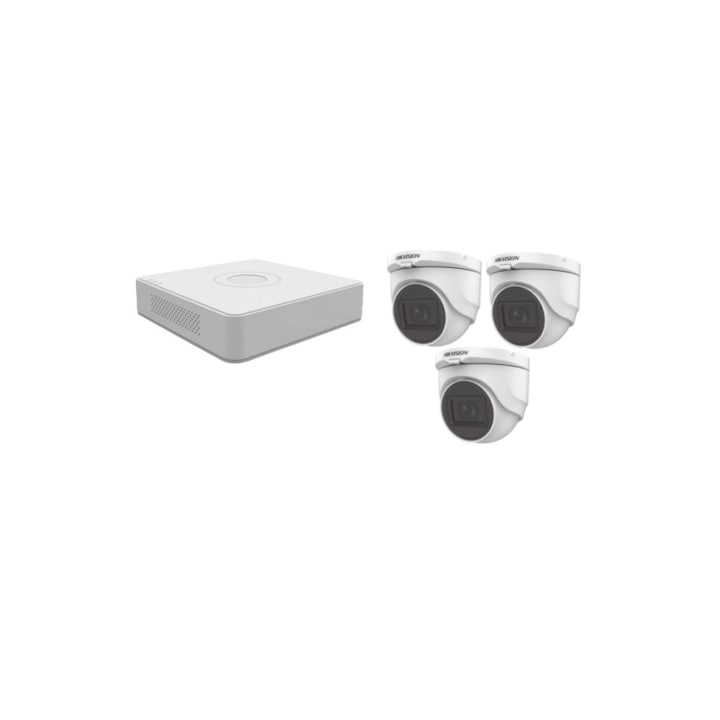 Kit Supraveghere 2 Camere 5MP (2K+) IR 25m Microfon, exterior, inregistrare 5MP-N, extensibil la 4, Complet, acces mobil, noapte/zi, OOGIS™ K5MN2EBA