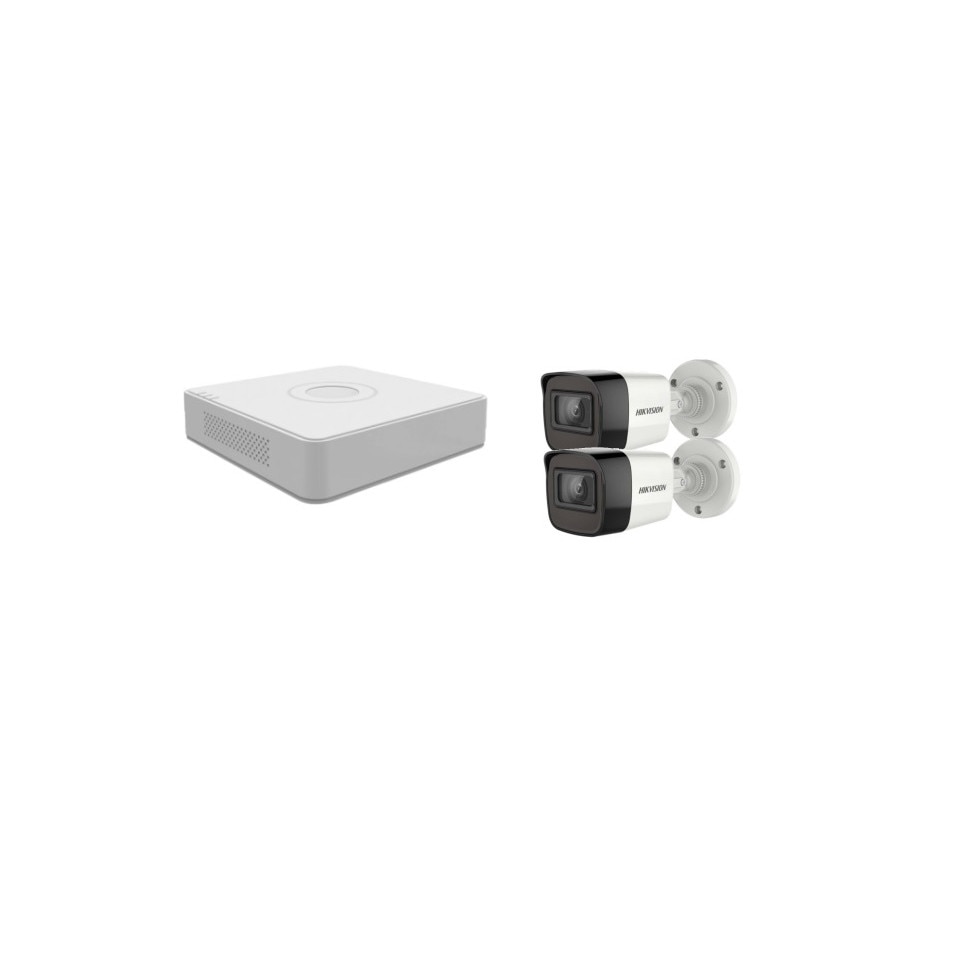 Kit supraveghere video Hikvision 2MP, cu 2 camere 2MP de exterior/interior MK118