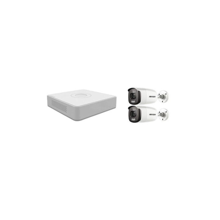 Kit supraveghere video Hikvision 2MP, cu 1 camera 2MP de exterior/interior si HDD 1 TB cu accesorii montaj MK181