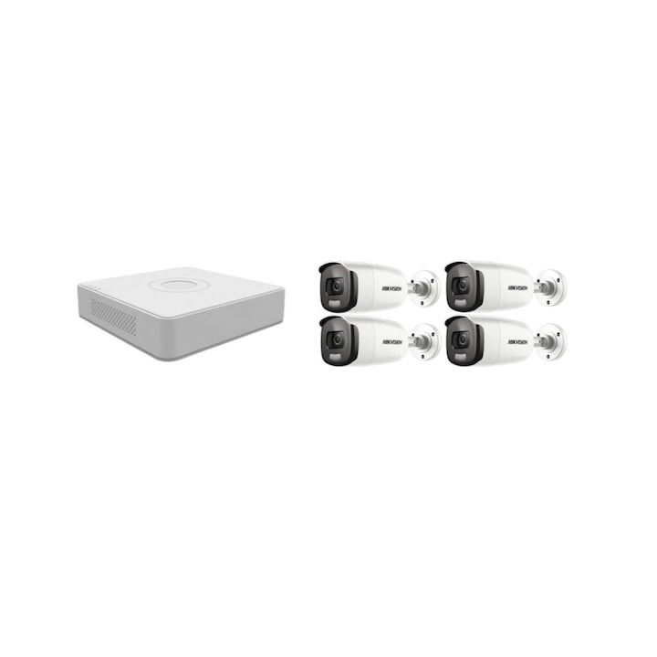 Kit supraveghere video Hikvision 5MP, cu 2 camere 5MP de exterior/interior si HDD 1 TB cu accesorii montaj MK336