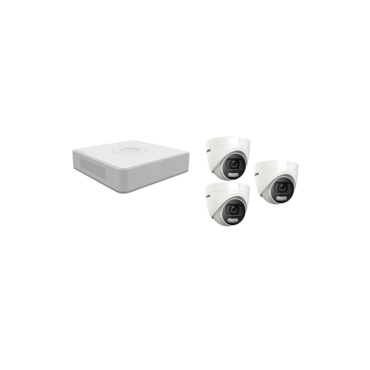 Kit supraveghere video Hikvision 5MP, cu 2 camere 5MP de exterior/interior MK466