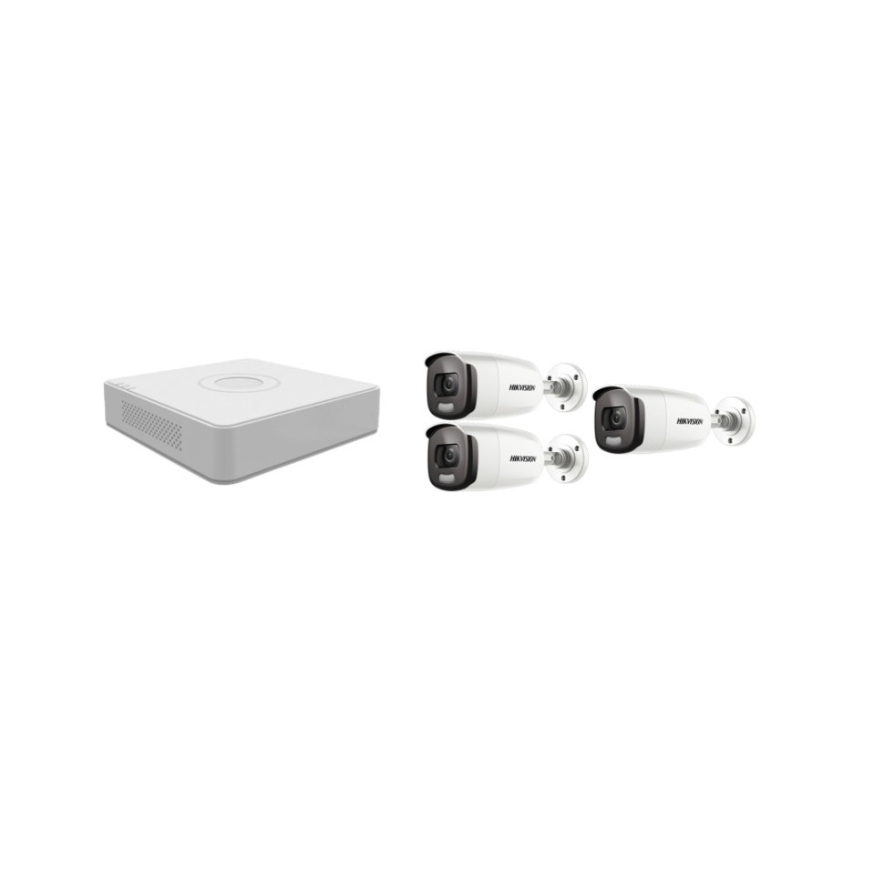 Kit supraveghere video Hikvision 2MP, cu 3 camere 2MP de exterior/interior MK127