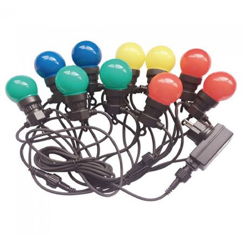 Ghirlanda LED RGBY luminoasa V-TAC 7435, 10 becuri, 0.5W/bec, 300 lm, lumina colorata si galbena, IP44, 5m