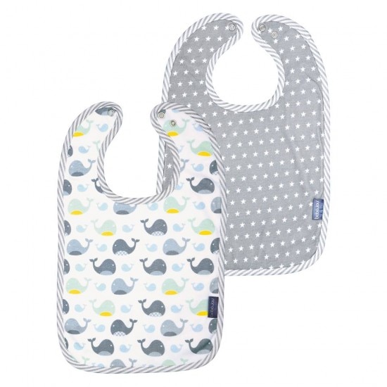 Set 2 bavetele reglabile Bebe Jou - Wally Whale