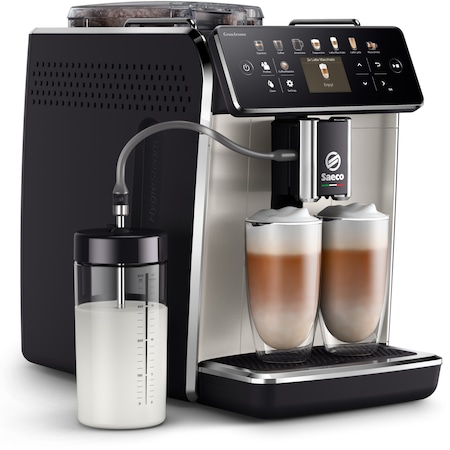 Кафеавтомат Saeco GranAroma SM6582/30, Система за мляко Latte Duo, 16 напитки, Цветен TFT екран, 6 потребителски профила, Филтър AquaClean, Керамична мелница, Функция DoubleShot, Крем