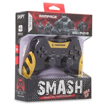 Gamepad Rampage SG-R218 Smash Yellow - pentru PC/PS3 Gamepad Rampage SG-R218 Smash Yellow - pentru PC/PS3