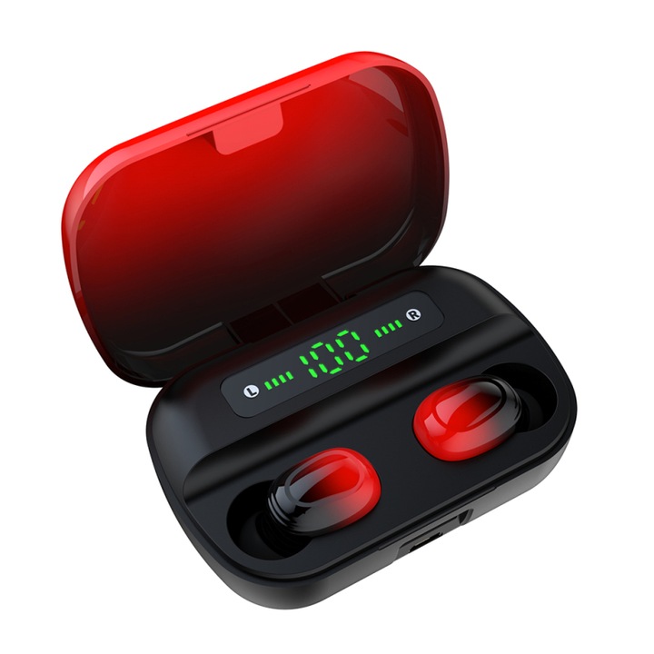 Soundvox Bluetooth Fejhallgató TWS, V 5.0, In-Ear, Piros-Fekete