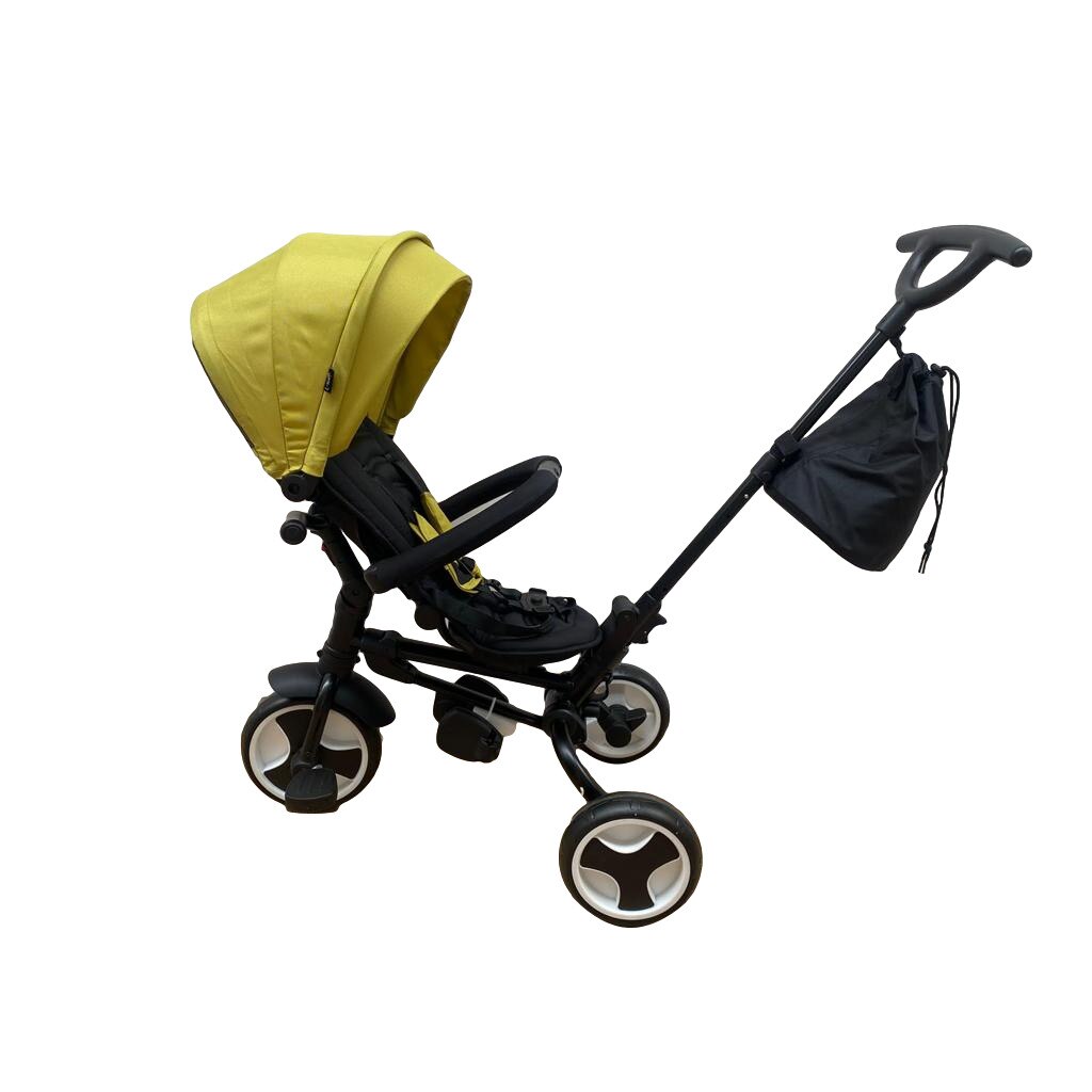 Tricicleta pliabila cu pozitie de somn, scaun reversibil si tija de directie ajustabila, Fit Trike Galben Unitoys