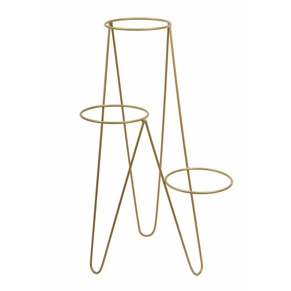 Suport pentru flori pe 3 ghivece Loft metalic auriu 95cm