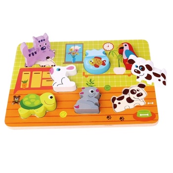 Puzzle din lemn Imaginarium Chunky Puzzle Pet cu 7 piese mari de animale, multicolor Puzzle din lemn Imaginarium Chunky Puzzle Pet cu 7 piese mari de animale, multicolor