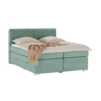 Pat Boxspring Charlotte, cu Lada de Depozitare, 160x200 cm Menta Pat Boxspring Charlotte, cu Lada de Depozitare, 160x200 cm Menta