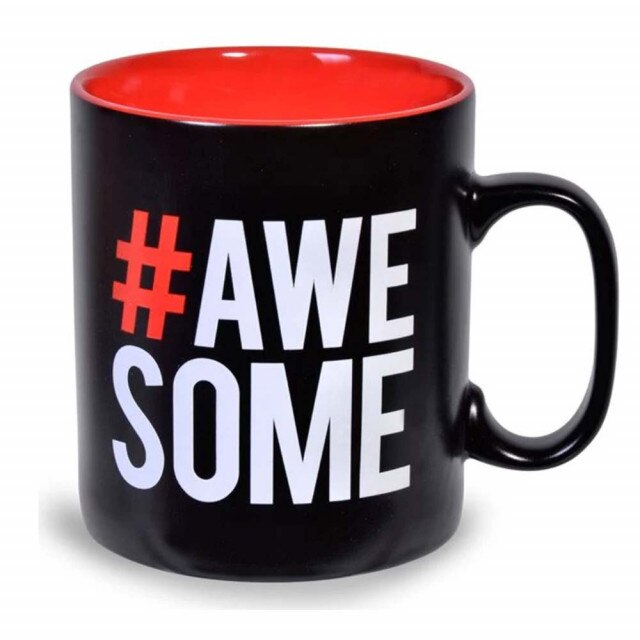 Cana uriasa ceramica Awesome, 550ml, Pufo, neagra