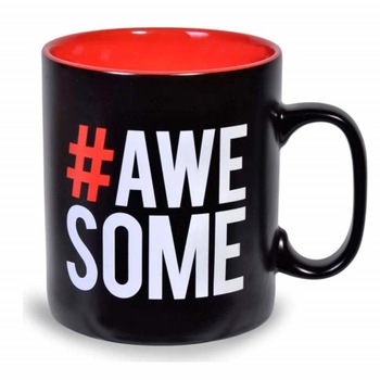 Cana uriasa ceramica Awesome, 550ml, Pufo, neagra Cana uriasa ceramica Awesome, 550ml, Pufo, neagra
