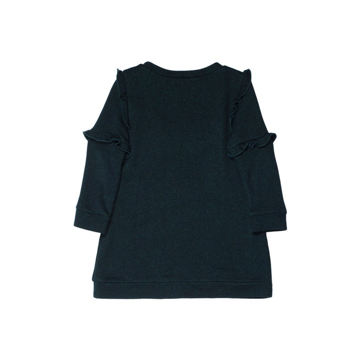 Rochie Special Day, cu aplicatie blanita artificiala, verde inchis, 4 ani