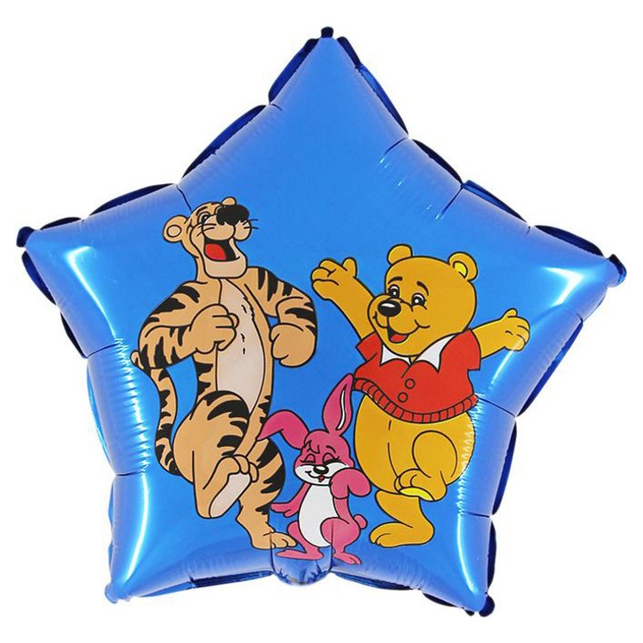 Balon folie stea albastra Tigrila si Ursul 46 cm