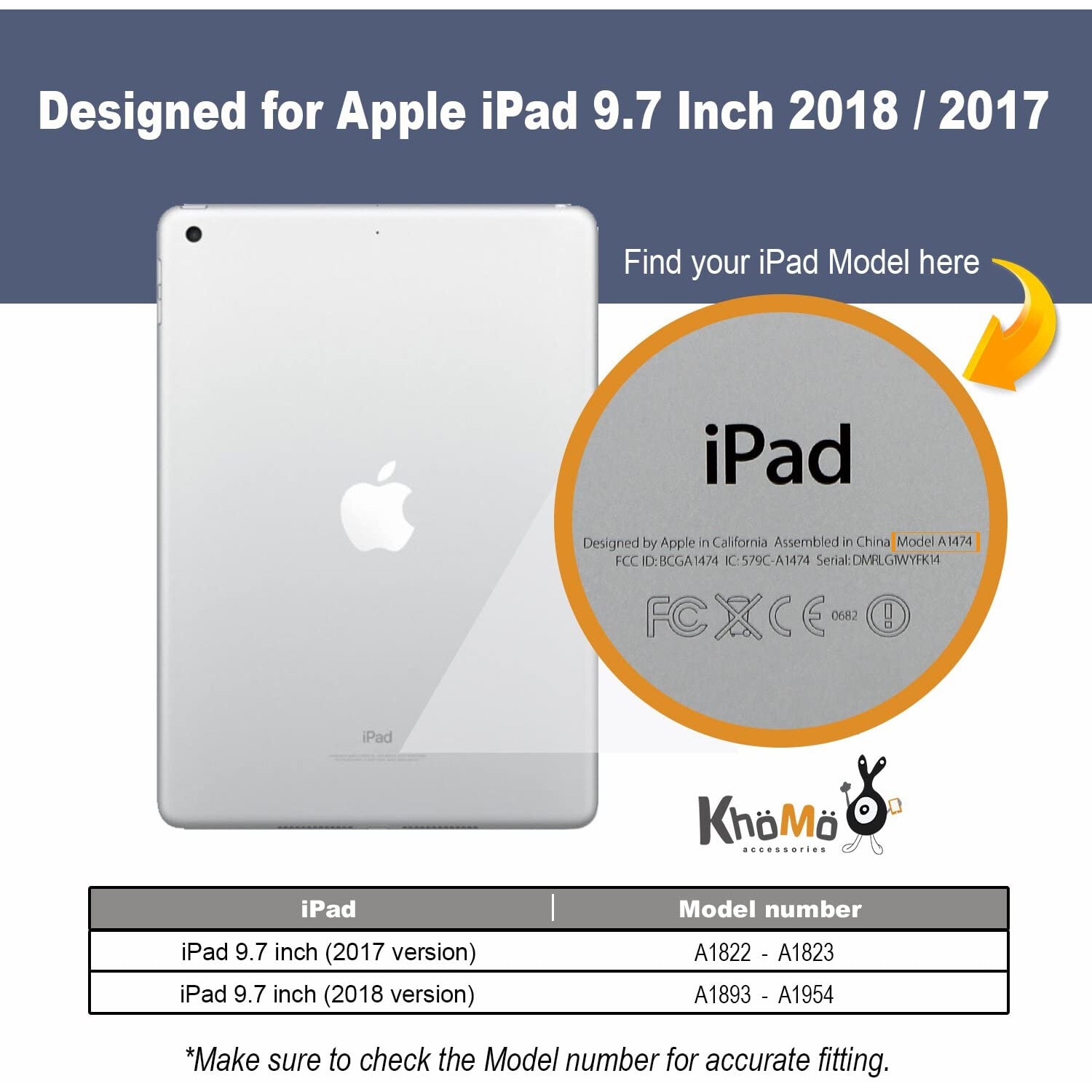 Husa de protectie iPad 9.7 2018/2017 KHOMO Companion Back, Bleumarin