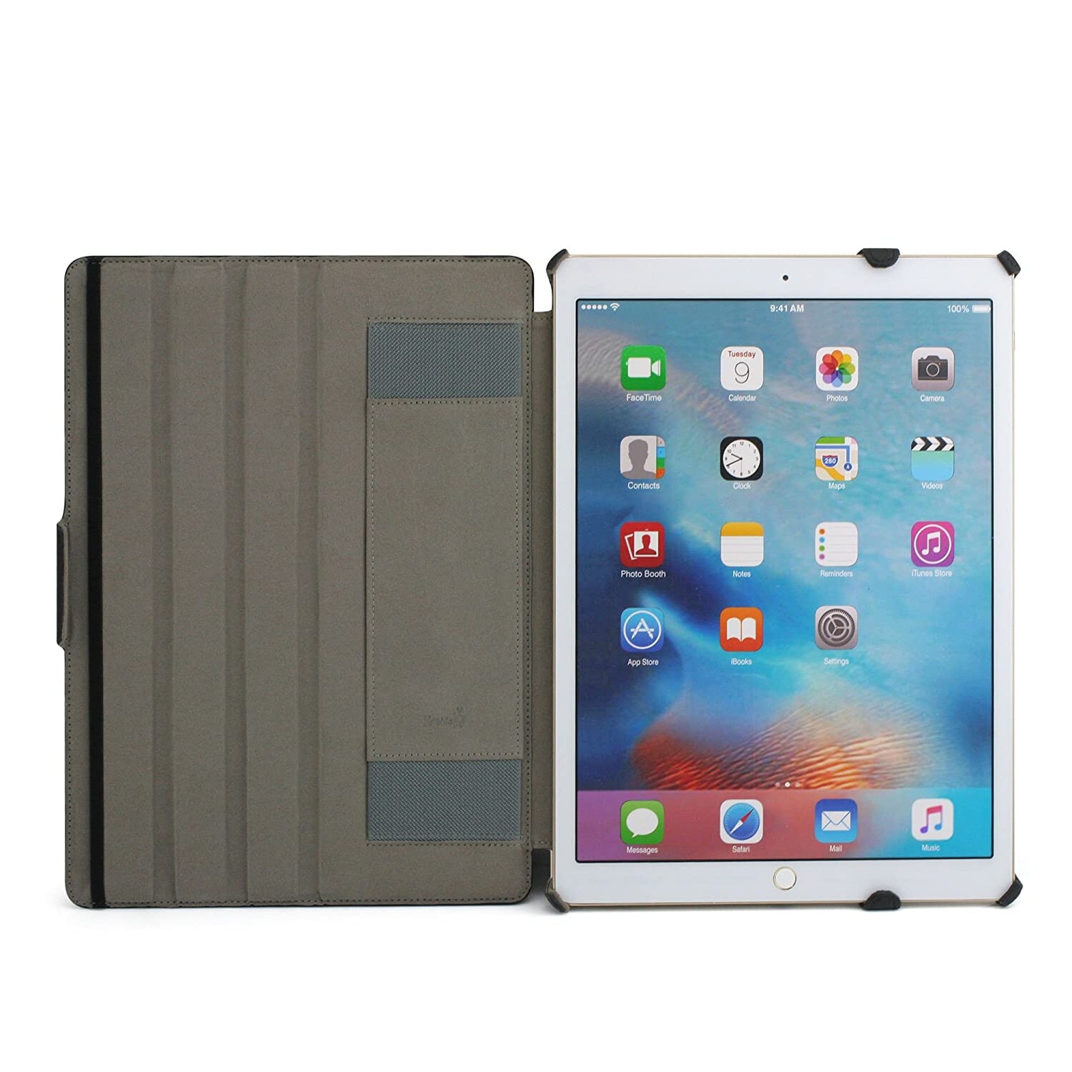 Husa de protectie UltraSlim KHOMO pentru iPad Pro 12.9 2015, Curea din piele, Negru