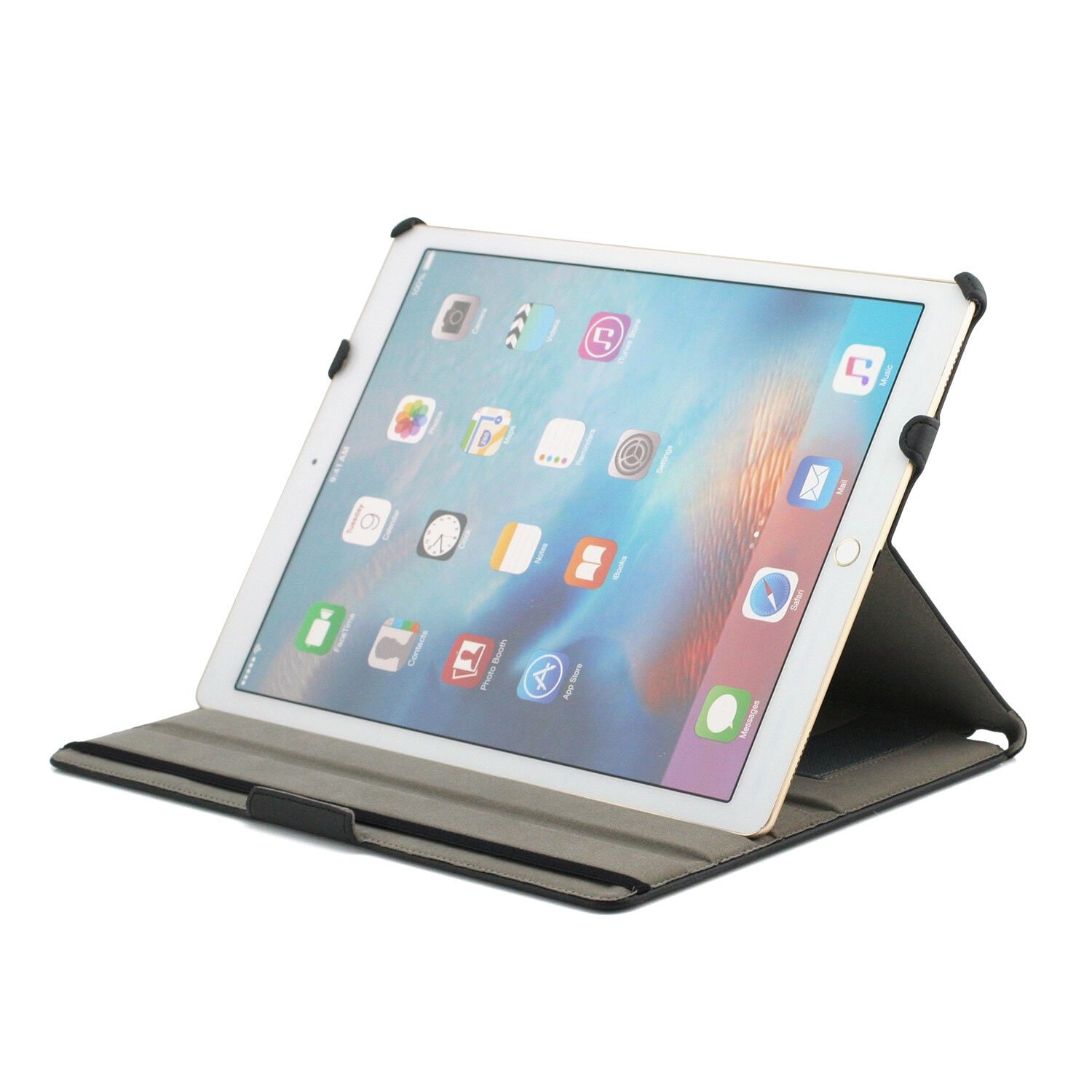 Husa de protectie UltraSlim KHOMO pentru iPad Pro 12.9 2015, Curea din piele, Negru