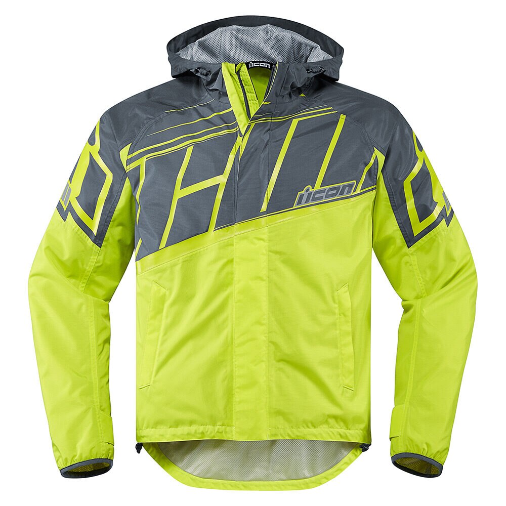 Geaca moto PDX 2, Icon, Impermeabila, gri - verde neon, marime M
