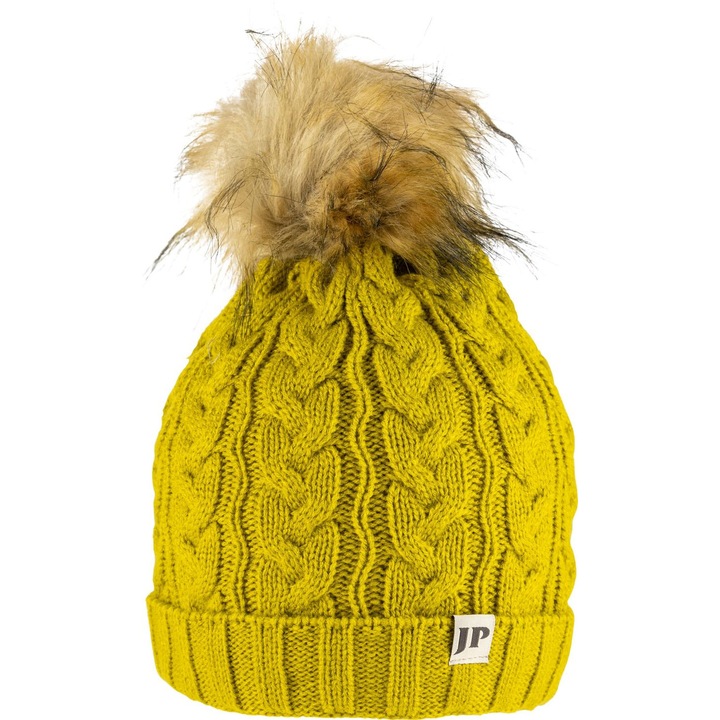 Jack Pyke női kötött sapka levehető műszőrme sapkával, légáteresztő, 100% akril, egy méret, mustársárga