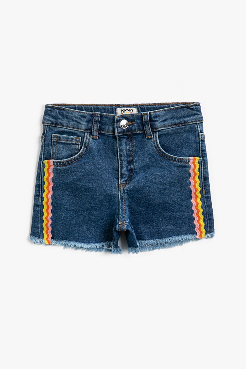 KOTON, Pantaloni scurti de denim cu margini franjurate, Albastru inchis, 110-116 CM