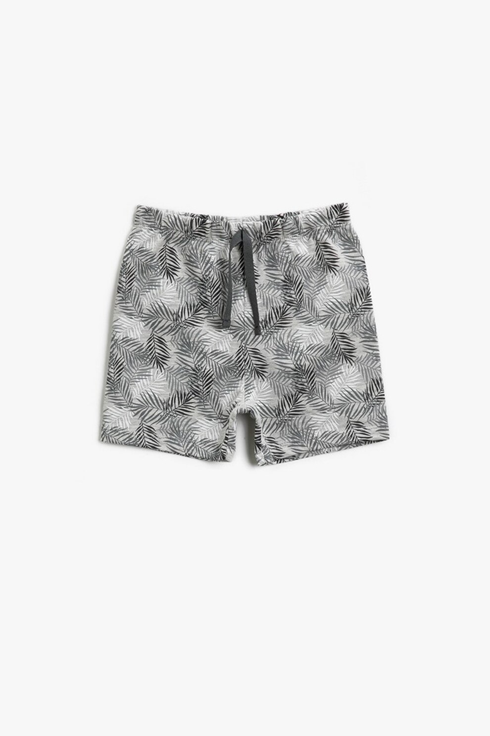 KOTON, Pantaloni scurti cu snur si imprimeu vegetal, Gri melange, 56-62 CM