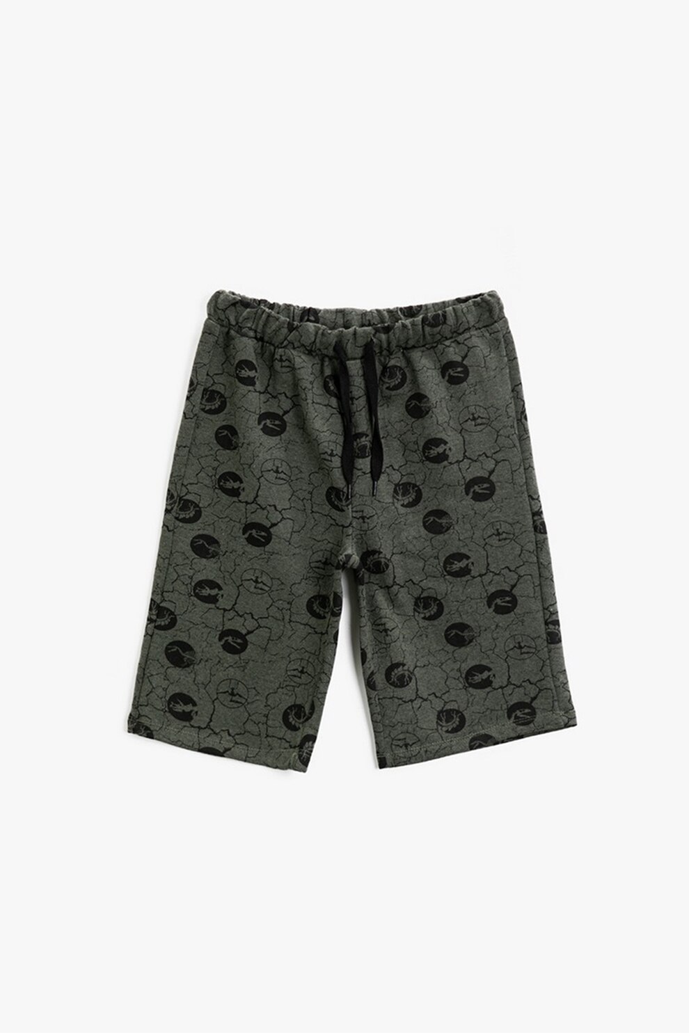 KOTON, Bermude de jerseu cu snur si model, Gri melange