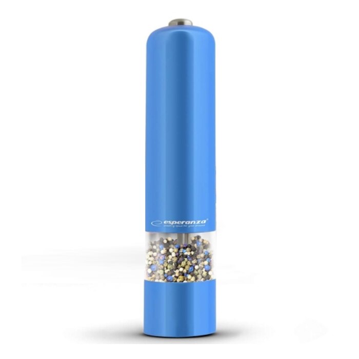 Rasnita electrica pentru piper cu lumina Esperanza Malabar EKP001B, LED, Functionare cu 1 buton, Albastru