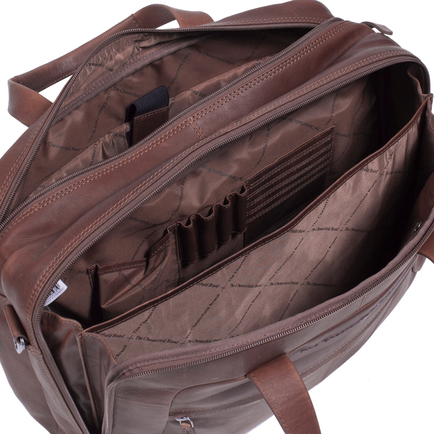 Geanta de laptop din piele naturala maro inchis, The Chesterfield Brand, Ryan 17 inch