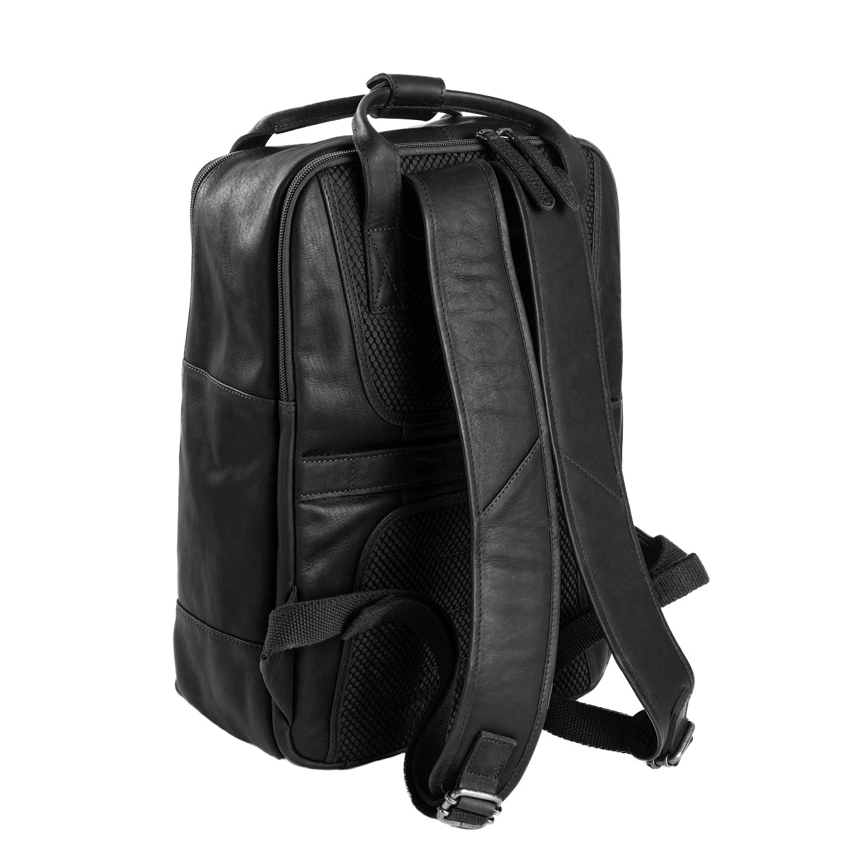 Rucsac pentru tableta si laptop de 14 inch, The Chesterfield Brand, din piele neagra model Belford
